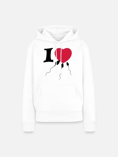 i love sperma - Frauen Premium Bio Hoodie - Weiß