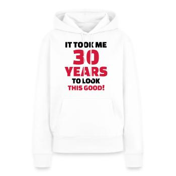 30 Years Anniversaire - Sweat à capuche Premium bio Femme - blanc - Devant - Julia (174cm)