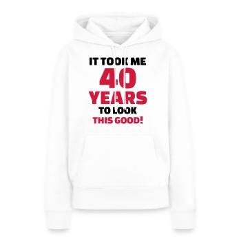 40 Years Anniversaire - Sweat à capuche Premium bio Femme - blanc - Devant - Julia (174cm)