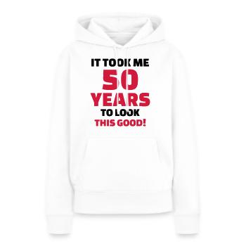 50 Years Anniversaire - Sweat à capuche Premium bio Femme - blanc - Devant - Julia (174cm)