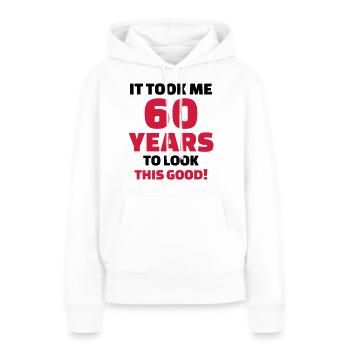 60 Years Anniversaire - Sweat à capuche Premium bio Femme - blanc - Devant - Julia (174cm)