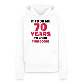70 Years Anniversaire - Sweat à capuche Premium bio Femme - blanc - Devant - Julia (174cm)