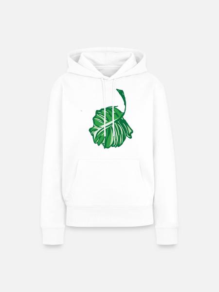 Natur - Grünes Blatt - Frauen Premium Bio Hoodie - Weiß