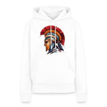 Guerrier - Sweat à capuche Premium bio Femme - blanc - Devant - Julia (174cm)