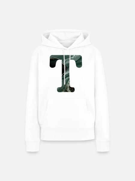 Grün marmorierter Buchstabe T - Frauen Premium Bio Hoodie - Weiß