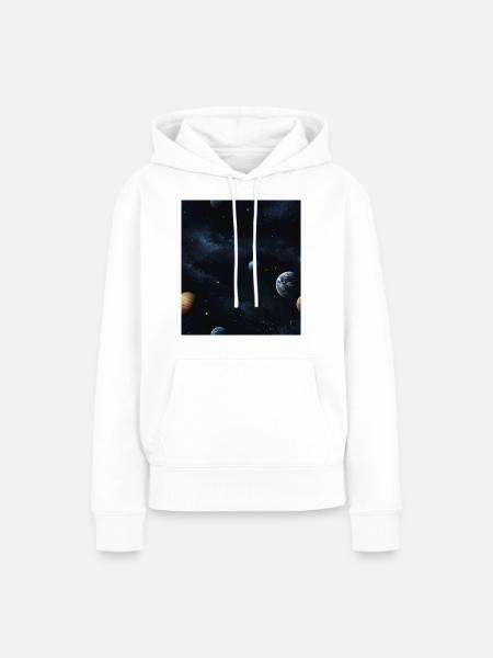 Planeten im All - Frauen Premium Bio Hoodie - Weiß