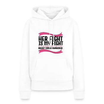 Son combat est notre combat - Cancer - Sweat à capuche Premium bio Femme - blanc - Devant - Julia (174cm)