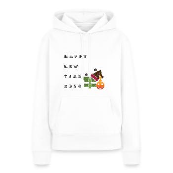 happy new year - Sweat à capuche Premium bio Femme - blanc - Devant - Julia (174cm)