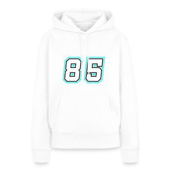 85 nombre symbole - Sweat à capuche Premium bio Femme - blanc - Devant - Julia (174cm)
