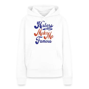Les haineux me font - Sweat à capuche Premium bio Femme - blanc - Devant - Julia (174cm)