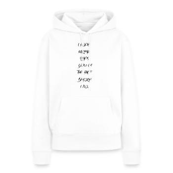 Karma applaudissements - Sweat à capuche Premium bio Femme - blanc - Devant - Julia (174cm)