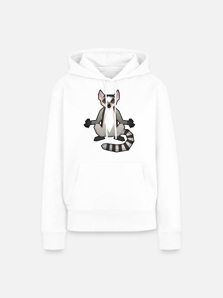 Lemur Meditation - Frauen Premium Bio Hoodie - Weiß