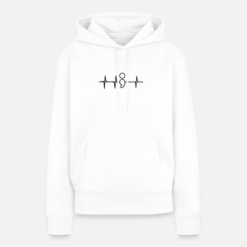 Dépression de conscience de dépression ECG Gift Gift - Sweat à capuche Premium bio Femme - blanc
