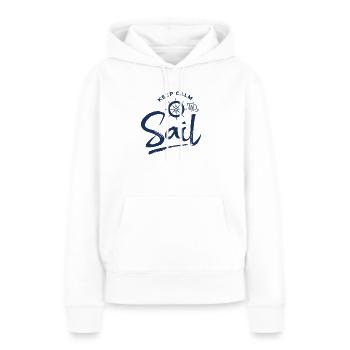Navigatrice - Sweat à capuche Premium bio Femme - blanc - Devant - Julia (174cm)