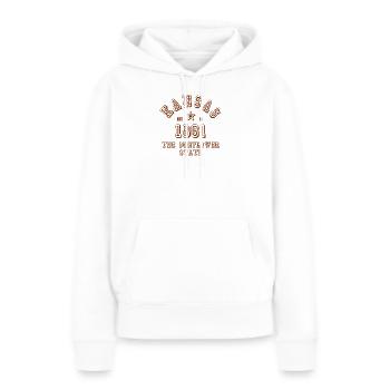 Kansas - Sweat à capuche Premium bio Femme - blanc - Devant - Julia (174cm)