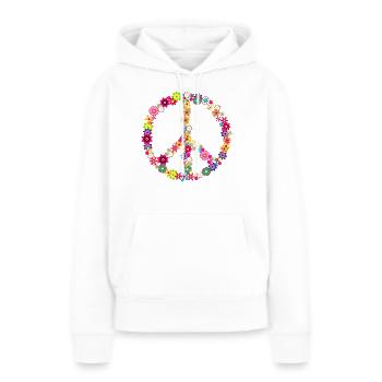 Paix fleurs signe de paix cadeau hippie - Sweat à capuche Premium bio Femme - blanc - Devant - Julia (174cm)