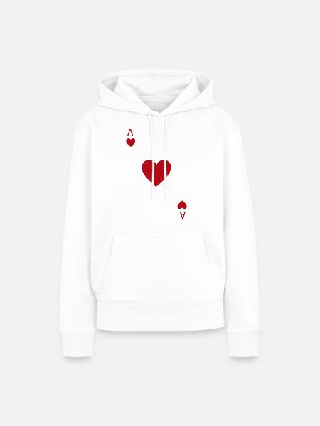 Herz Ass Spielkarte Karneval Kostüm Poker Casino - Frauen Premium Bio Hoodie - Weiß