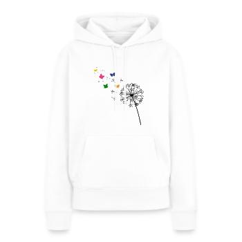 Papillons de pissenlit | Spores volantes - Sweat à capuche Premium bio Femme - blanc - Devant - Julia (174cm)