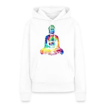 Buddha Tie Dye Vintage Yoga - Frauen Premium Bio Hoodie - Weiß - Vorne - Julia (174cm)