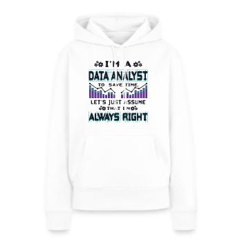 Analyste de données - Sweat à capuche Premium bio Femme - blanc - Devant - Julia (174cm)