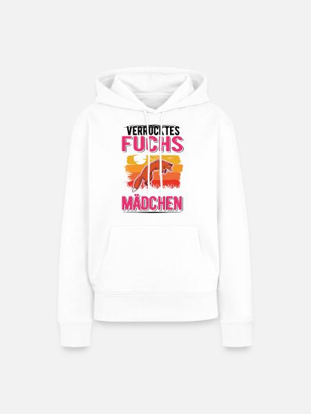Verrücktes Fuchs Mädchen Fuchs - Frauen Premium Bio Hoodie - Weiß