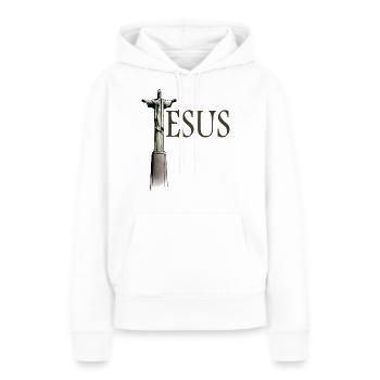 Jesus Christus Christlich Evangelisch Geschenk - Frauen Premium Bio Hoodie - Weiß - Vorne - Julia (174cm)
