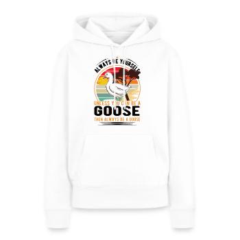 Oies Oies Oie Éleveuse Oie - Sweat à capuche Premium bio Femme - blanc - Devant - Julia (174cm)