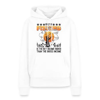 Revenu net Pêche - Sweat à capuche Premium bio Femme - blanc - Devant - Julia (174cm)