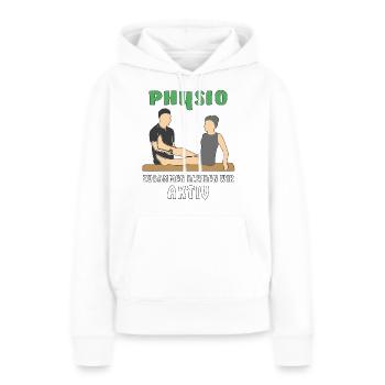 PHYSIO ZUSAMMEN BLEIBEN WIR AKTIV - Frauen Premium Bio Hoodie - Weiß - Vorne - Julia (174cm)