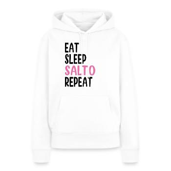 Eat Sleep Salto Repeat- Funny Gymnast Cheerleading - Frauen Premium Bio Hoodie - Weiß - Vorne - Julia (174cm)