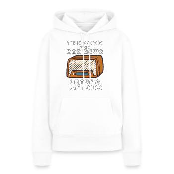 J’AI UNE RADIO - Sweat à capuche Premium bio Femme - blanc - Devant - Julia (174cm)