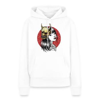 Hannya - Frauen Premium Bio Hoodie - Weiß - Vorne - Julia (174cm)