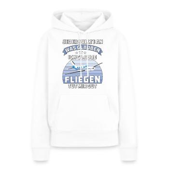 FLIEGEN TUT MIR GUT - Frauen Premium Bio Hoodie - Weiß - Vorne - Julia (174cm)