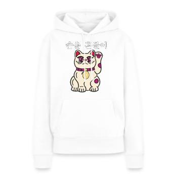 KATZE KOREANISCH WINKE - Frauen Premium Bio Hoodie - Weiß - Vorne - Julia (174cm)