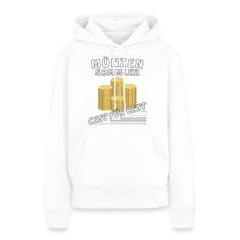 GELD MÜNZEN SAMMLER CENT FÜR CENT - Frauen Premium Bio Hoodie - Weiß - Vorne - Julia (174cm)