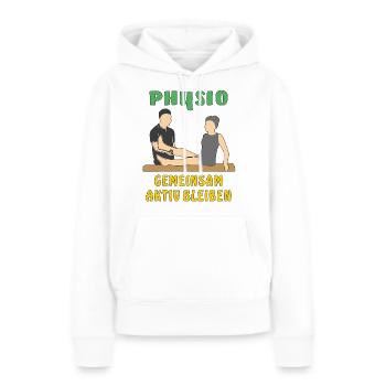 PHYSIO GEMEINSAM AKTIV BLEIBEN - Frauen Premium Bio Hoodie - Weiß - Vorne - Julia (174cm)