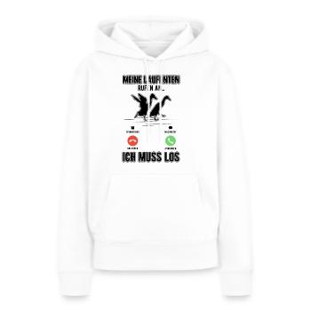 Meine Laufenten rufen an Ich muss los Flaschenente - Frauen Premium Bio Hoodie - Weiß - Vorne - Julia (174cm)