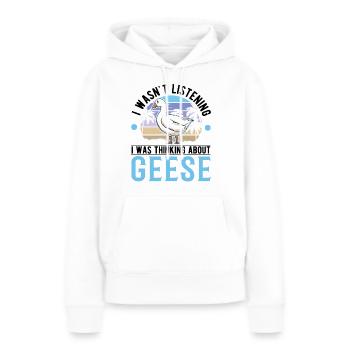 Oies Éleveur d’oies Oie - Sweat à capuche Premium bio Femme - blanc - Devant - Julia (174cm)