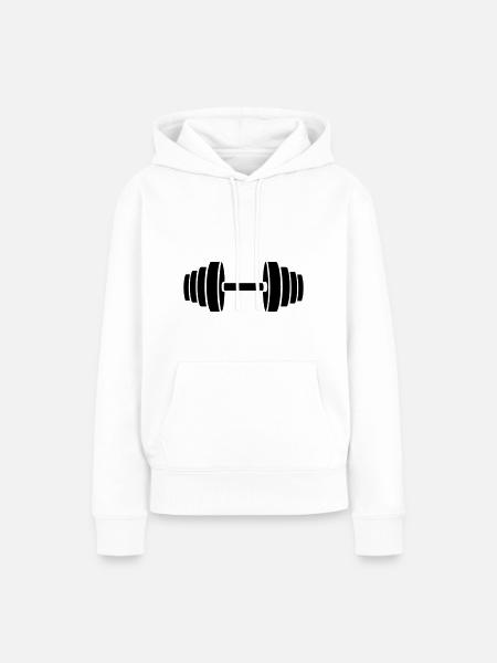 Hantel gewichte icon - Frauen Premium Bio Hoodie - Weiß