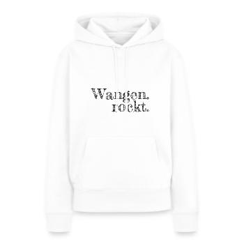 Wangen rockt - Textdesign mit Stadtnamen - Frauen Premium Bio Hoodie - Weiß - Vorne - Julia (174cm)