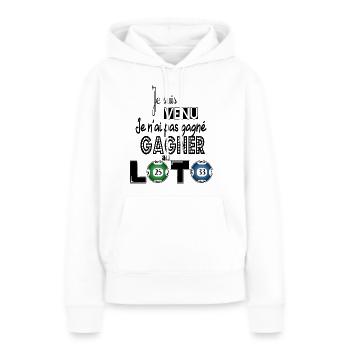 LOTO - Sweat à capuche Premium bio Femme - blanc - Devant - Julia (174cm)