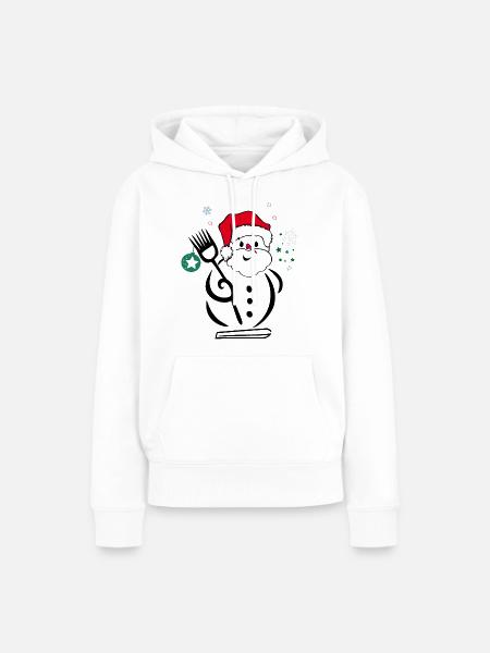 Schneemann, Weihnachtsmann - Frauen Premium Bio Hoodie - Weiß