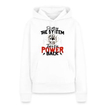 Détruire le système - Révolution - Sweat à capuche Premium bio Femme - blanc - Devant - Julia (174cm)