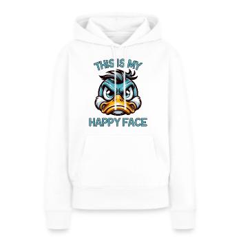 Mon visage de canard heureux - Sweat à capuche Premium bio Femme - blanc - Devant - Julia (174cm)