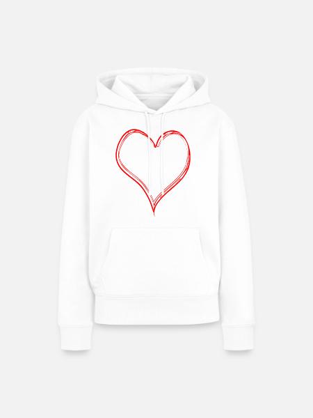 Herz Kontur - Frauen Premium Bio Hoodie - Weiß