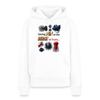 Plage Plaisir Été Animaux de la mer Mer Océan toxique - Sweat à capuche Premium bio Femme - blanc - Devant - Julia (174cm)