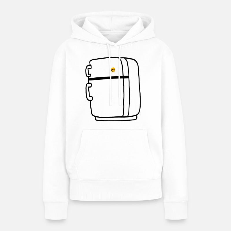 Kühlschrank mit Smiley Comic - Frauen Premium Bio Hoodie - Weiß