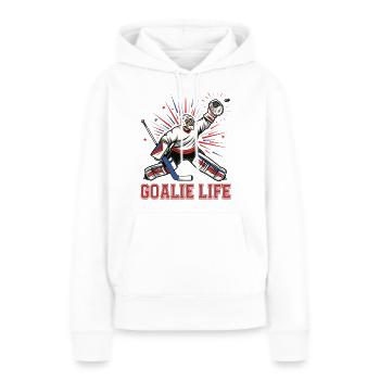 Humour Hockey Joueur Gardien Hockey - Sweat à capuche Premium bio Femme - blanc - Devant - Julia (174cm)