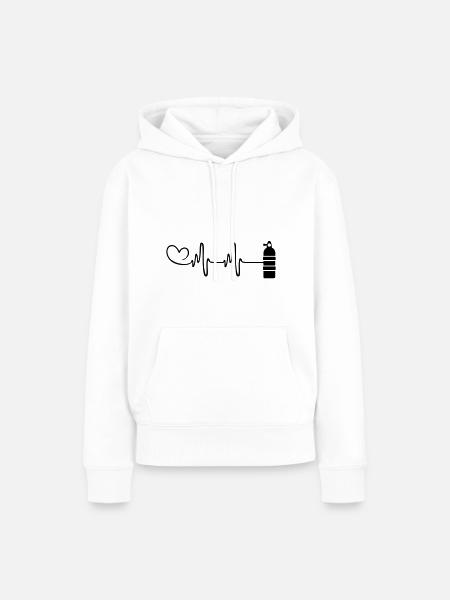 Sauerstoff Tauchen puls herz - Frauen Premium Bio Hoodie - Weiß