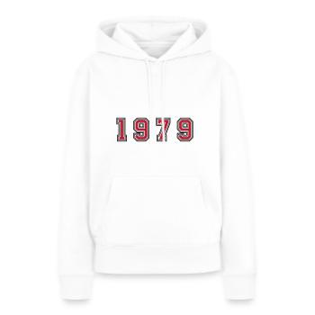 Numéro de l’année 1979 - Sweat à capuche Premium bio Femme - blanc - Devant - Julia (174cm)